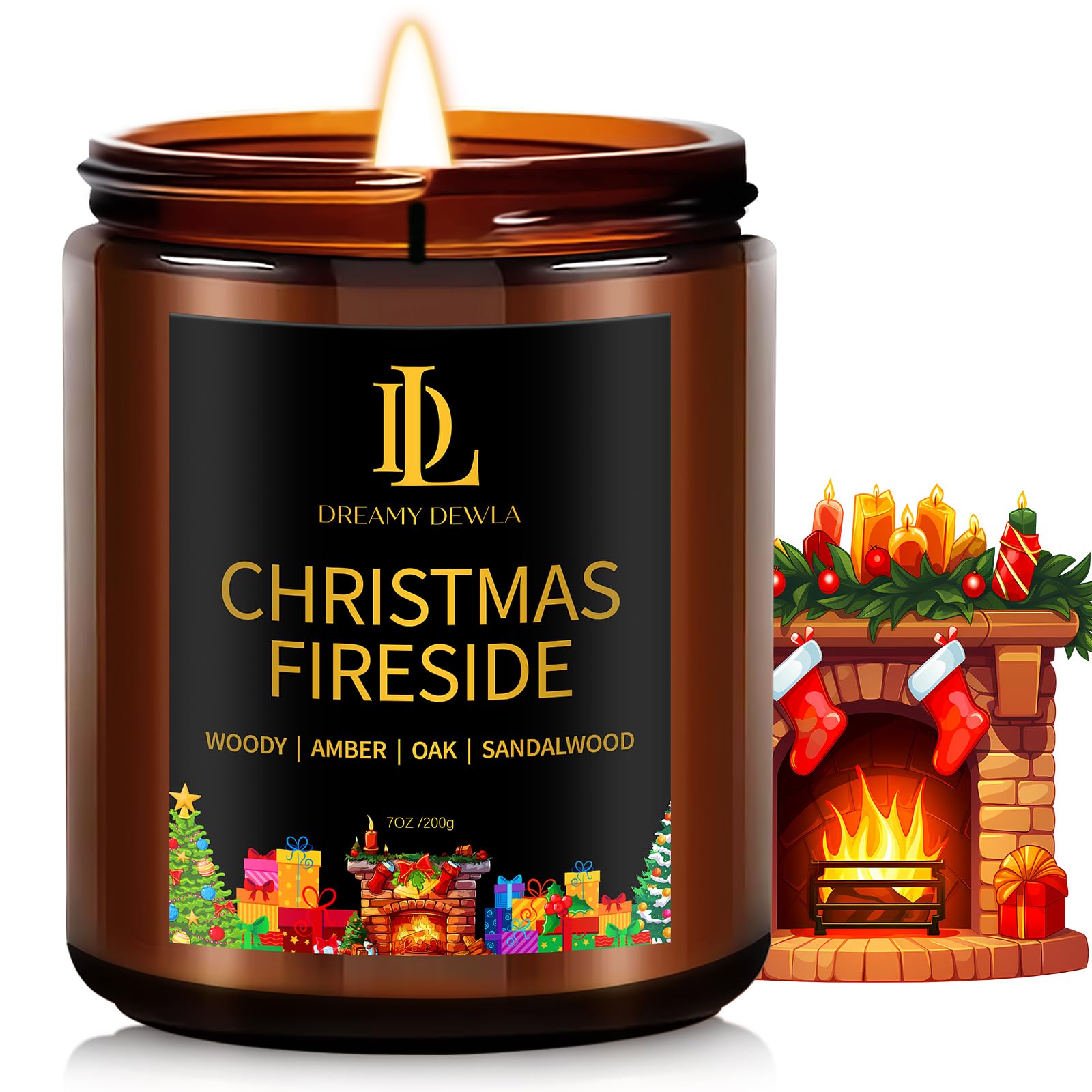 Winter Candle Set, Candles for Home Scented, 4 Pack Soy Candles for Holiday, Holiday Candle Gifts for Women Men, Winter Scents of Gingerbread Cookies/Apple & Cinnamon/Coffee Latte/Pine & Cedarwood